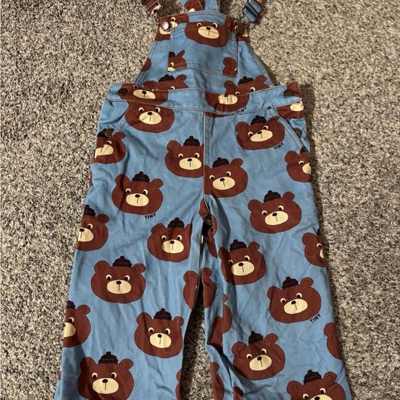 Tiny Cottons Other - Charming Bear Print Kids Overalls - Blue and Brown